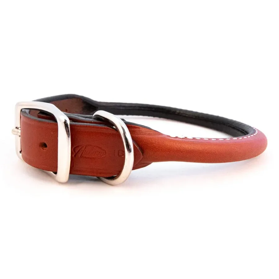 Rolled Round Leather Dog Collar - Many Colors - Image 2