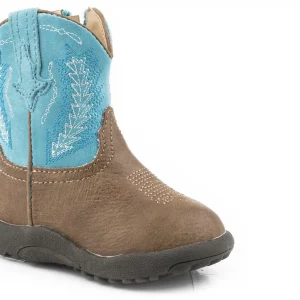 Roper Cowbabies Tan Vamp With Turquoise Shaft Boots