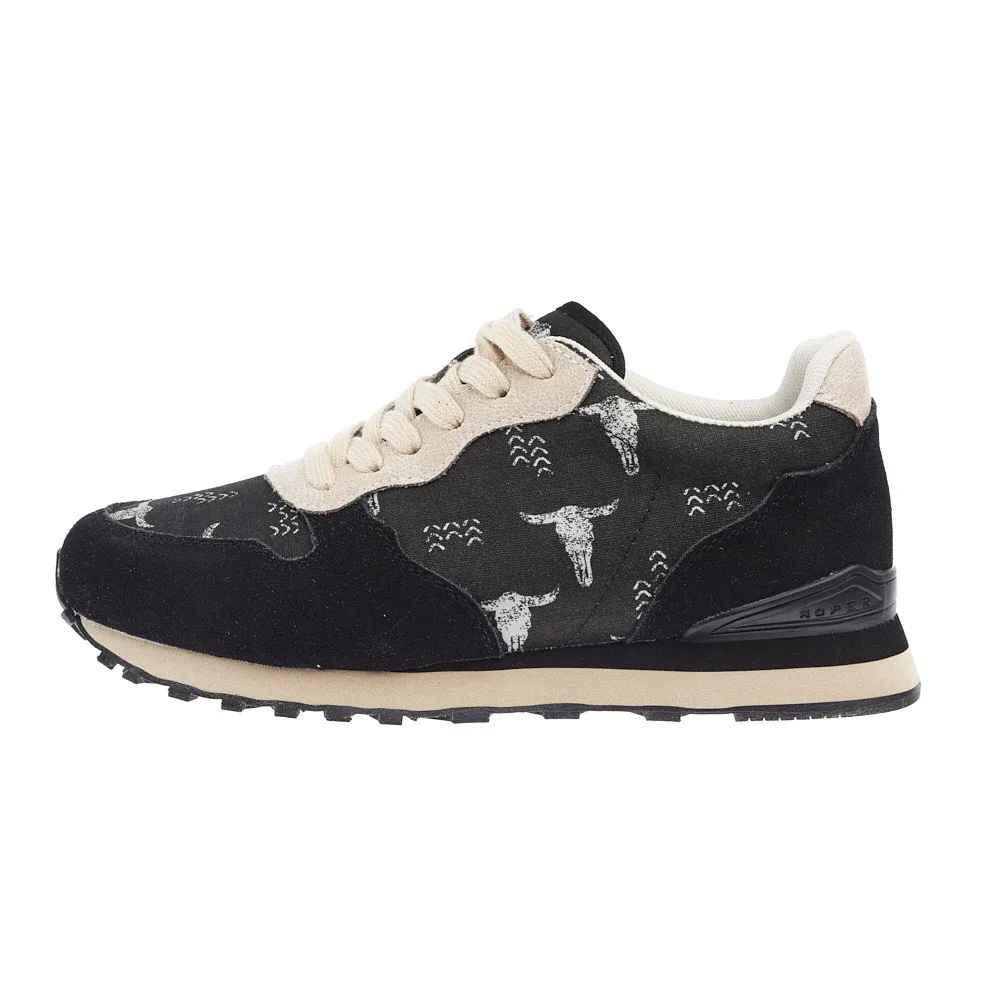 Roper Footwear Women's Black Suede Giddy Up Longhorn Jogger Shoes - Image 2