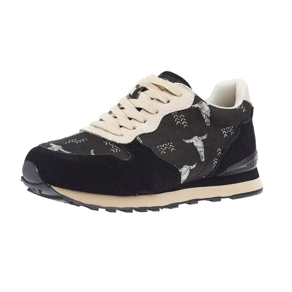 Roper Footwear Women's Black Suede Giddy Up Longhorn Jogger Shoes