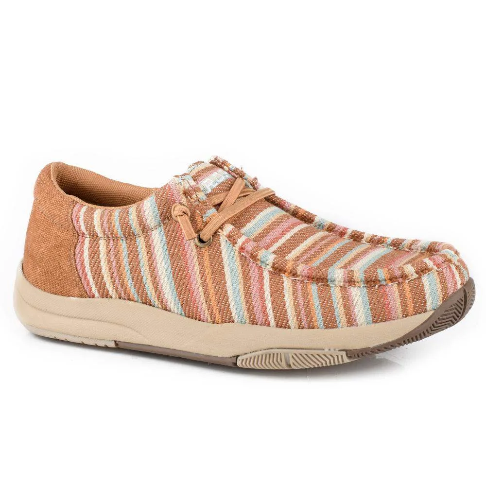 Roper Footwear Women`s Clearcut Cognac Canvas Multi Strip Casual