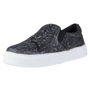 Roper Footwear Women's Nora Black Embossed Leather Slip On Casual