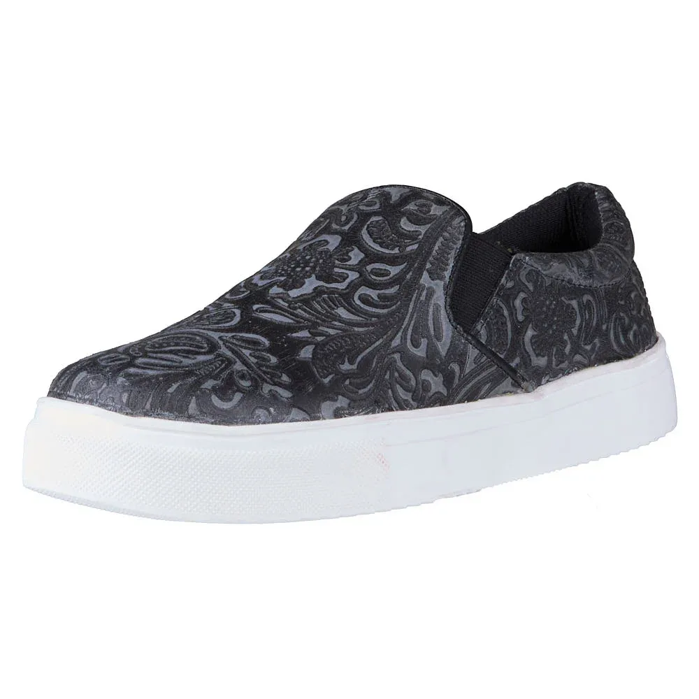 Roper Footwear Women's Nora Black Embossed Leather Slip On Casual
