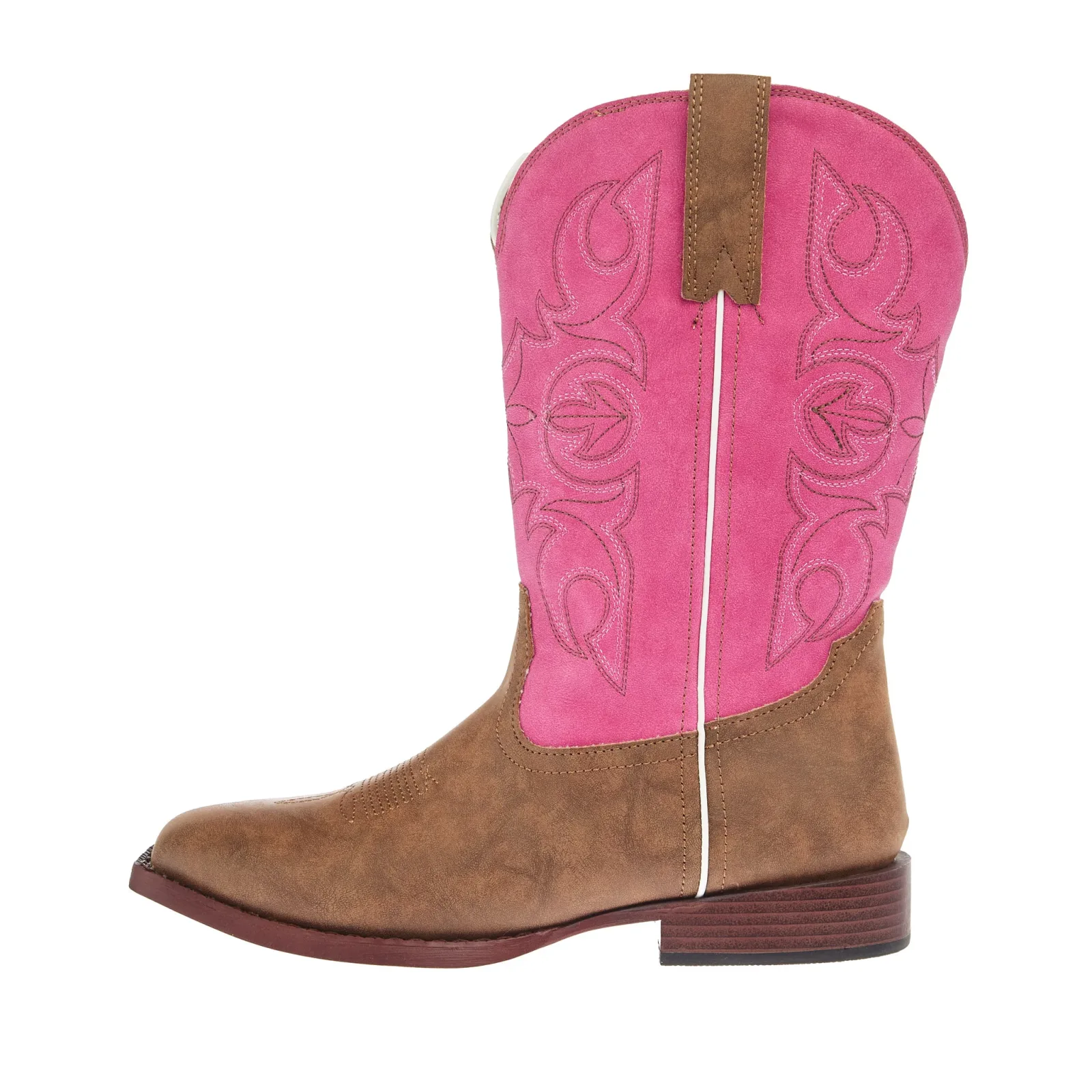Roper Footwear Youth Ainsley Tan Faux Leather and Pink Vintage Shaft Cowgirl Boot - Image 2