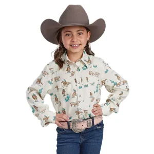 ROPER Girls Western Print Snap Shirt