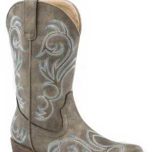 Roper Kids Brown With All Over Embroidery Boots