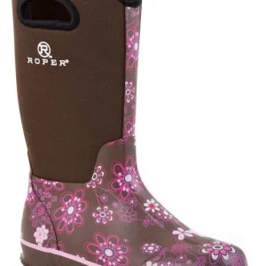 Roper Ladies Rubber Brown Printed Barn Boots