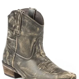 Roper Ladies Snip Toe Short Leather Brn Boots