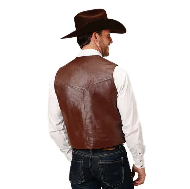 ROPER Mens Dark Brown Nappa Dress Vest - Image 2