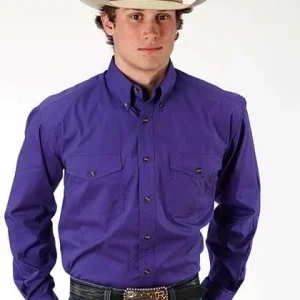 Roper Mens Poplin Variegated Button Shirt 2XL Ppl