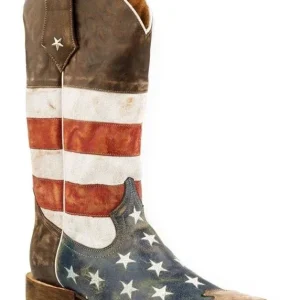 Roper Mens Square Toe American Flag Boot
