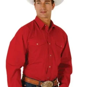 Roper Mens Tall Solid Poplin Button Shirt MdT Red