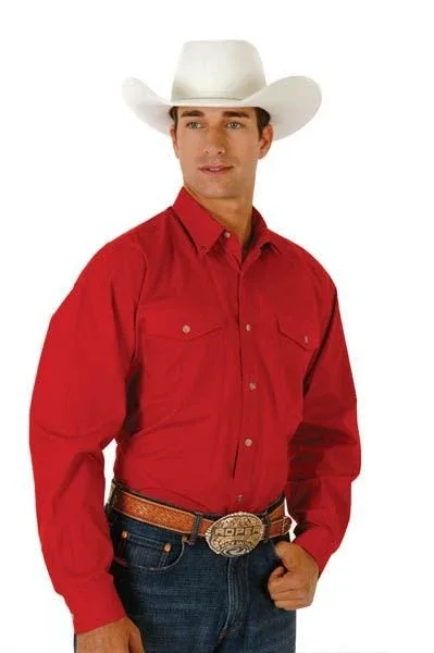 Roper Mens Tall Solid Poplin Button Shirt MdT Red