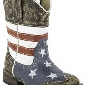 Roper Toddler American Flag Sq Toe Boots 5 Blu