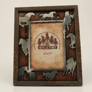 Running Horses Picture Frame 5 x 7 Bk/Wh