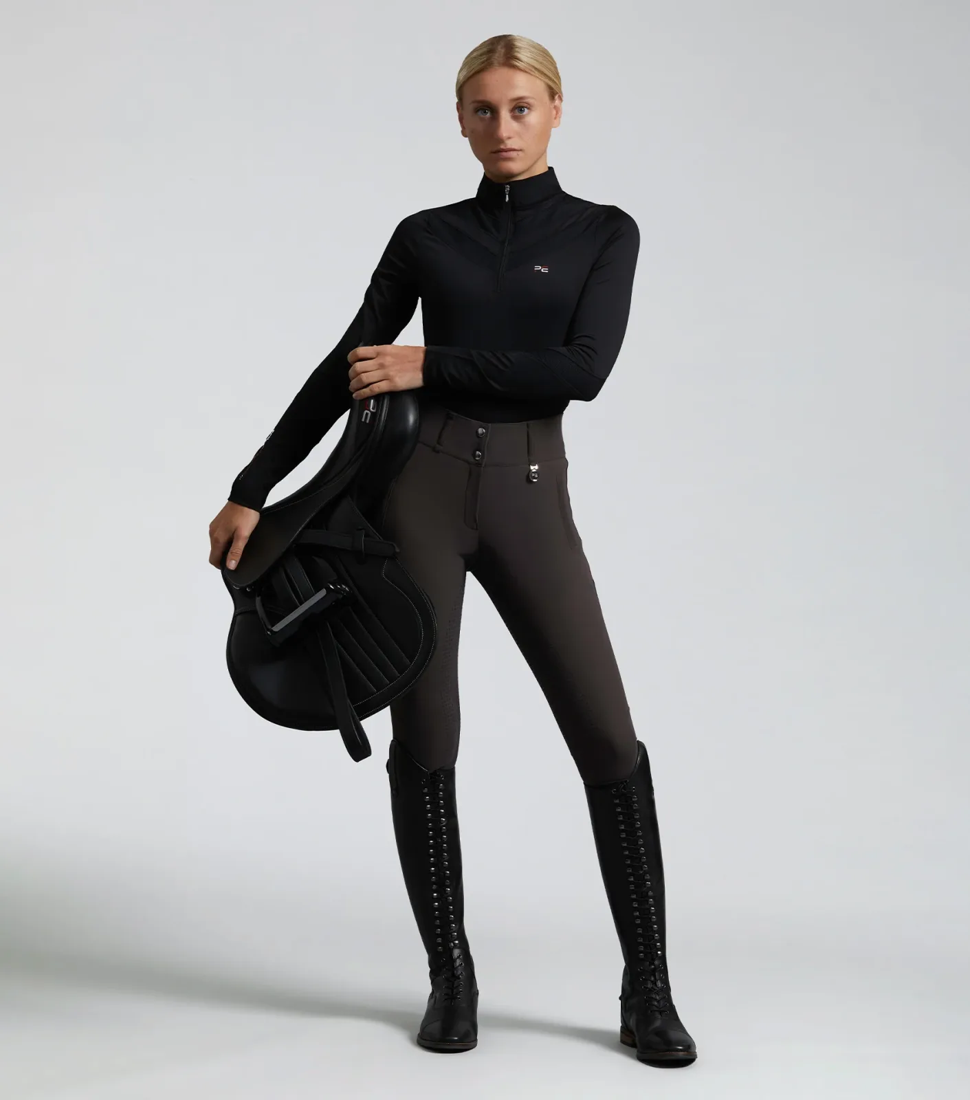 SALE - Carapello Ladies Full Seat Gel Riding Breeches Liquorice - Image 2