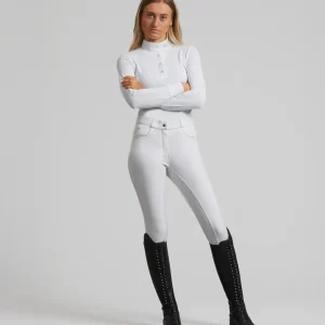 SALE - Cassa Ladies Full Seat Gel Competition Riding Breeches White