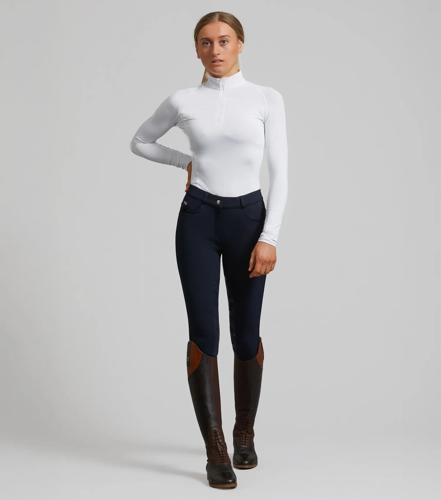 SALE - Cassa Ladies Full Seat Gel Riding Breeches Navy
