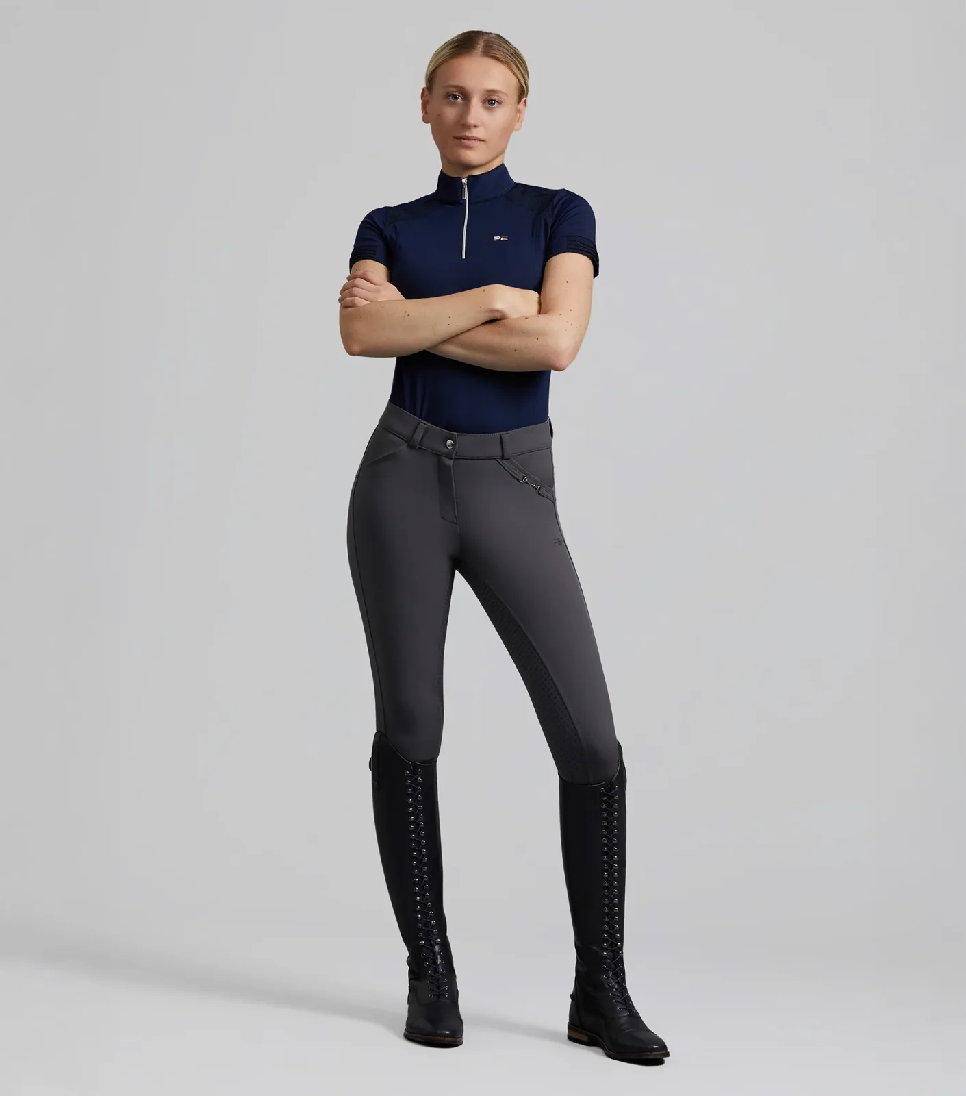 SALE - Delta Ladies Full Seat Gel Riding Breeches Anthracite