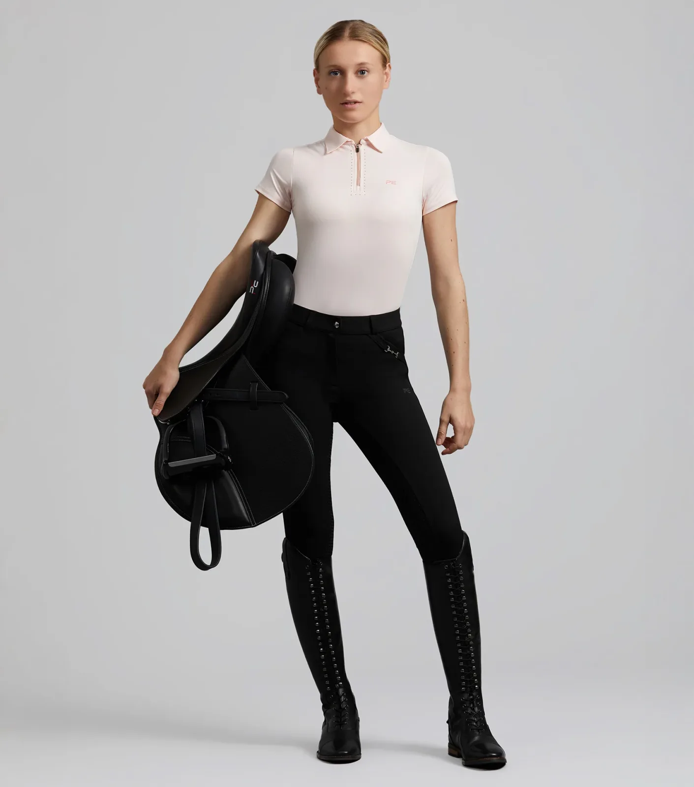 SALE - Delta Ladies Full Seat Gel Riding Breeches Black - Image 2