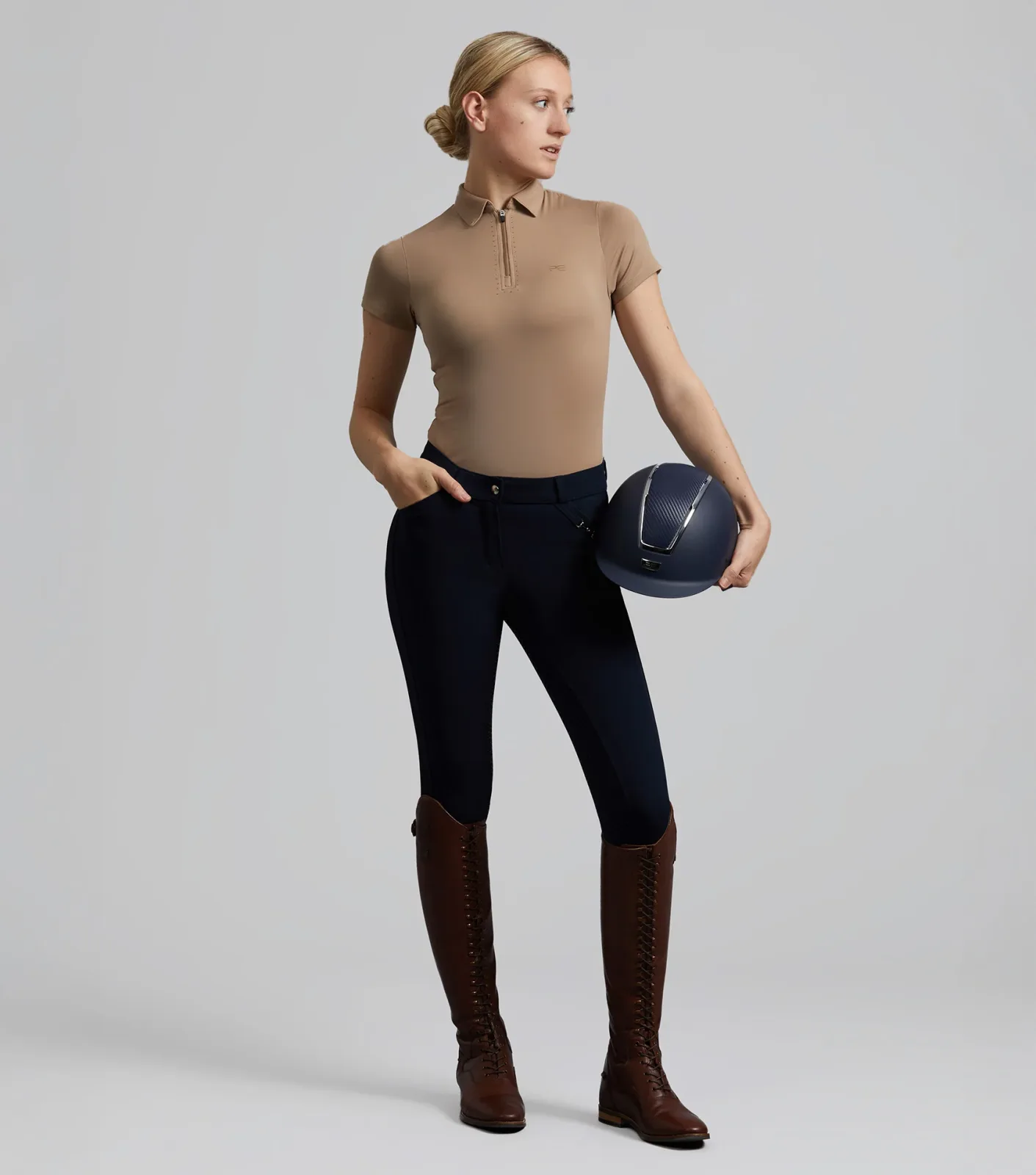 SALE - Delta Ladies Full Seat Gel Riding Breeches Navy - Image 2
