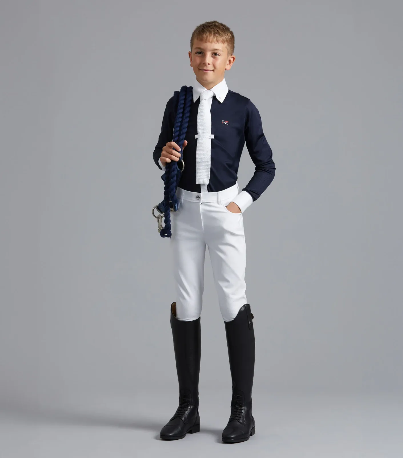 SALE Mini Giulio Boy's Long Sleeve Show Shirt Navy - Image 2