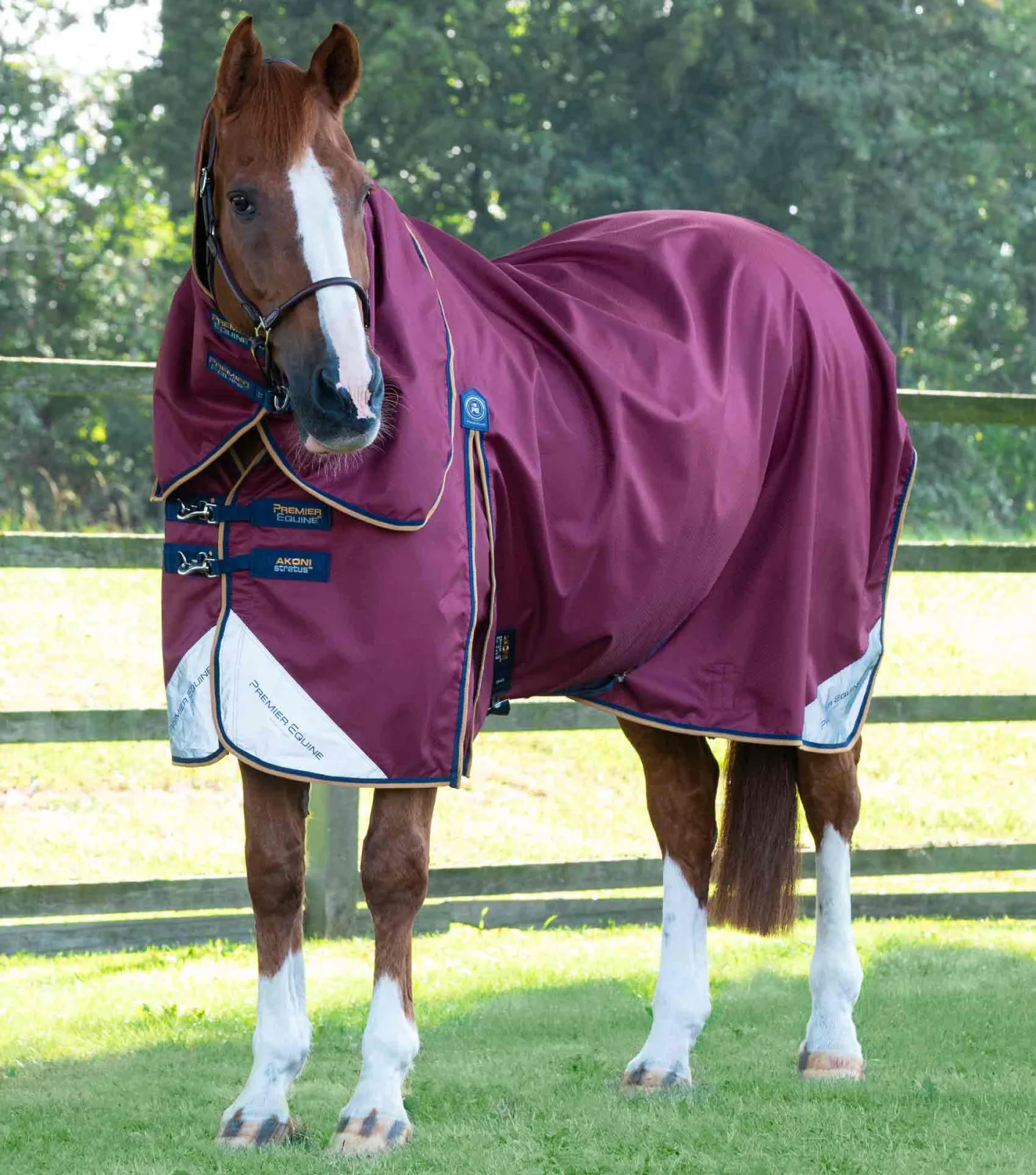 SALE (OLD BRANDING) - Akoni 0g Turnout Rug with Classic Neck Cover Wine