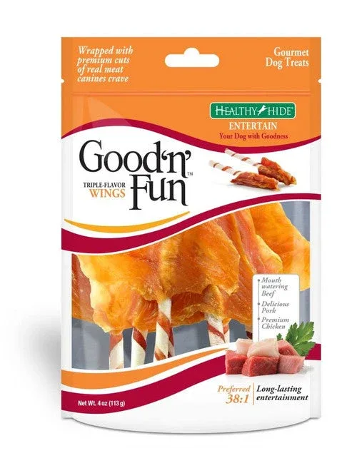 Salix Good 'N' Fun Triple Flavor Wings Dog Treats Beef, Pork & Chicken 4 oz - Image 2