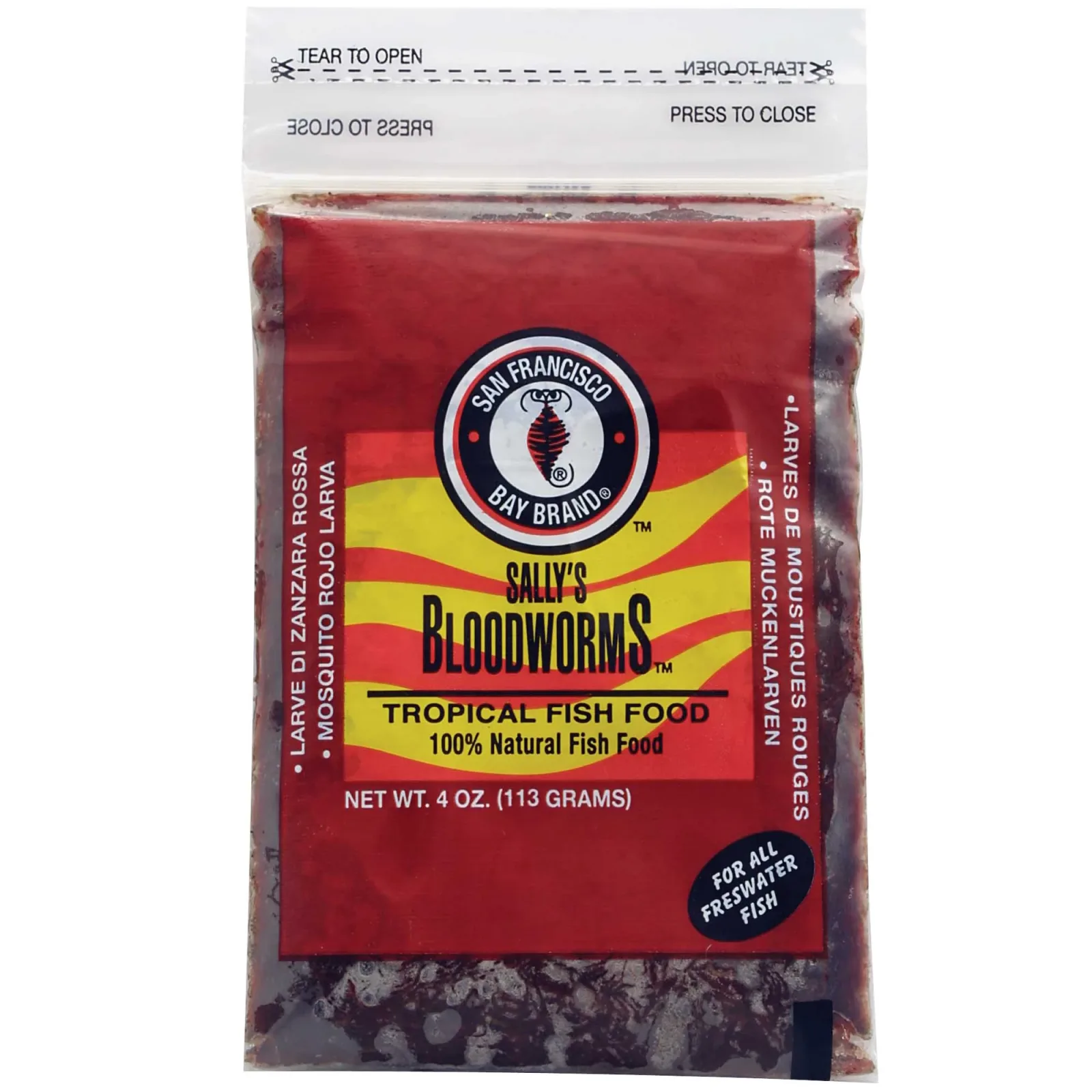 Sally's Frozen Bloodworms Fish Food Flat Pack (4 oz) - San Francisco Bay Brand
