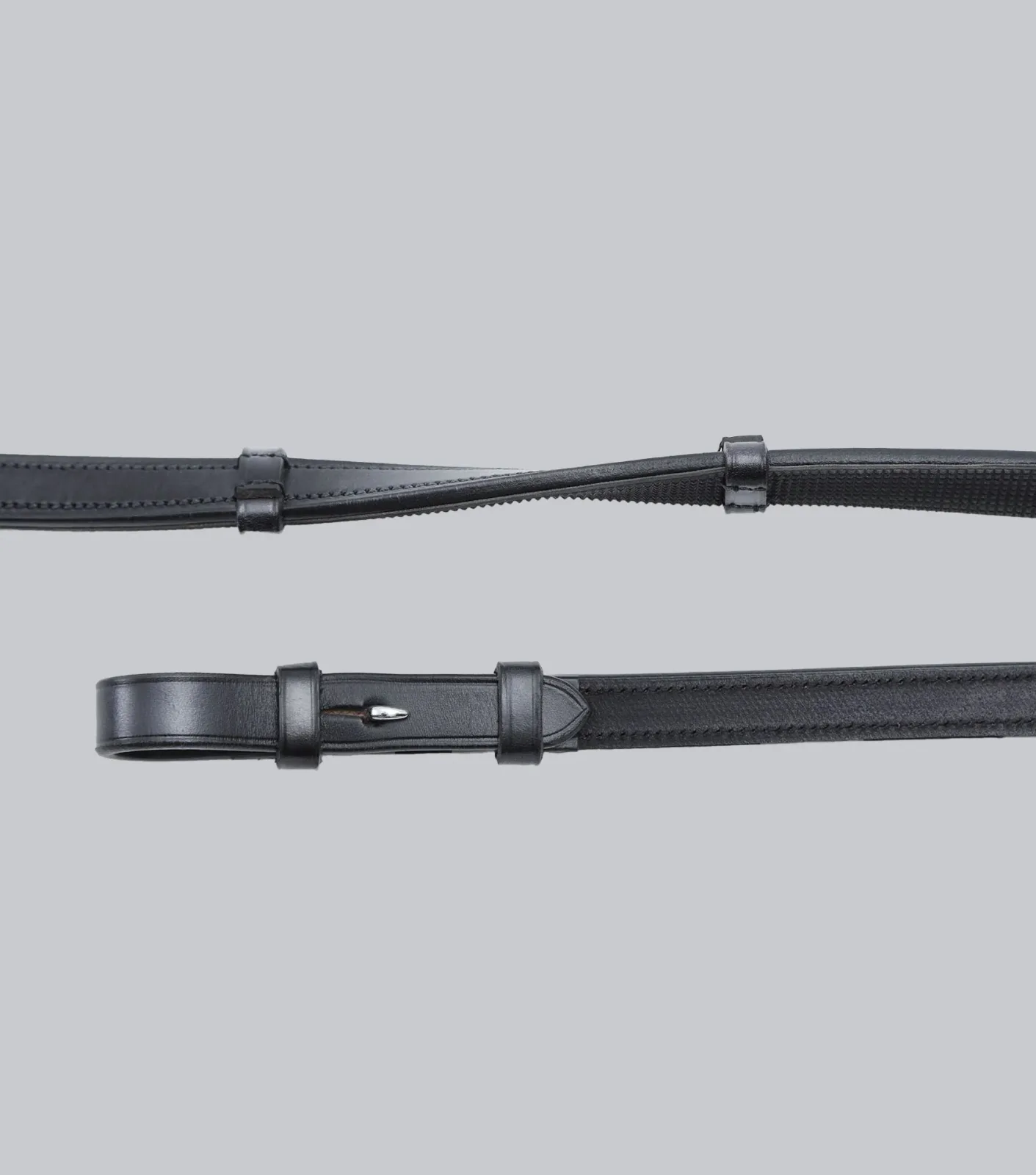 Salvatore Rubber & Leather Grip Reins Black