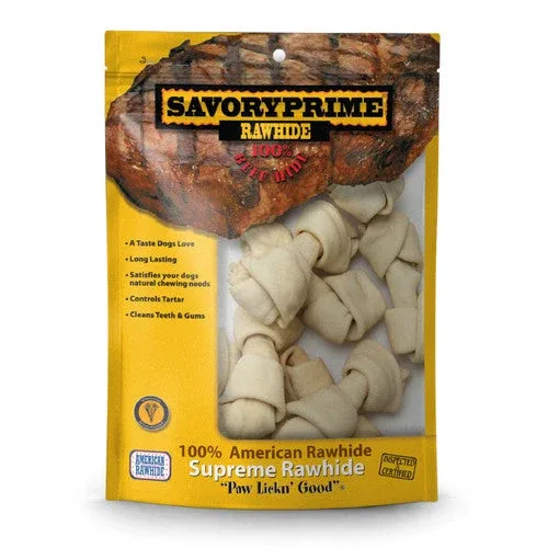 Savory Prime Supreme Knotted Rawhide Bones Bagged Natural 4-5 in 10 pk - Image 2
