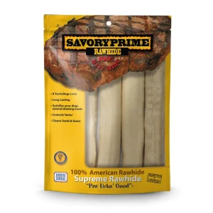 Savory Prime Supreme Rawhide Retriever Roll Natural 10 in 4 pk