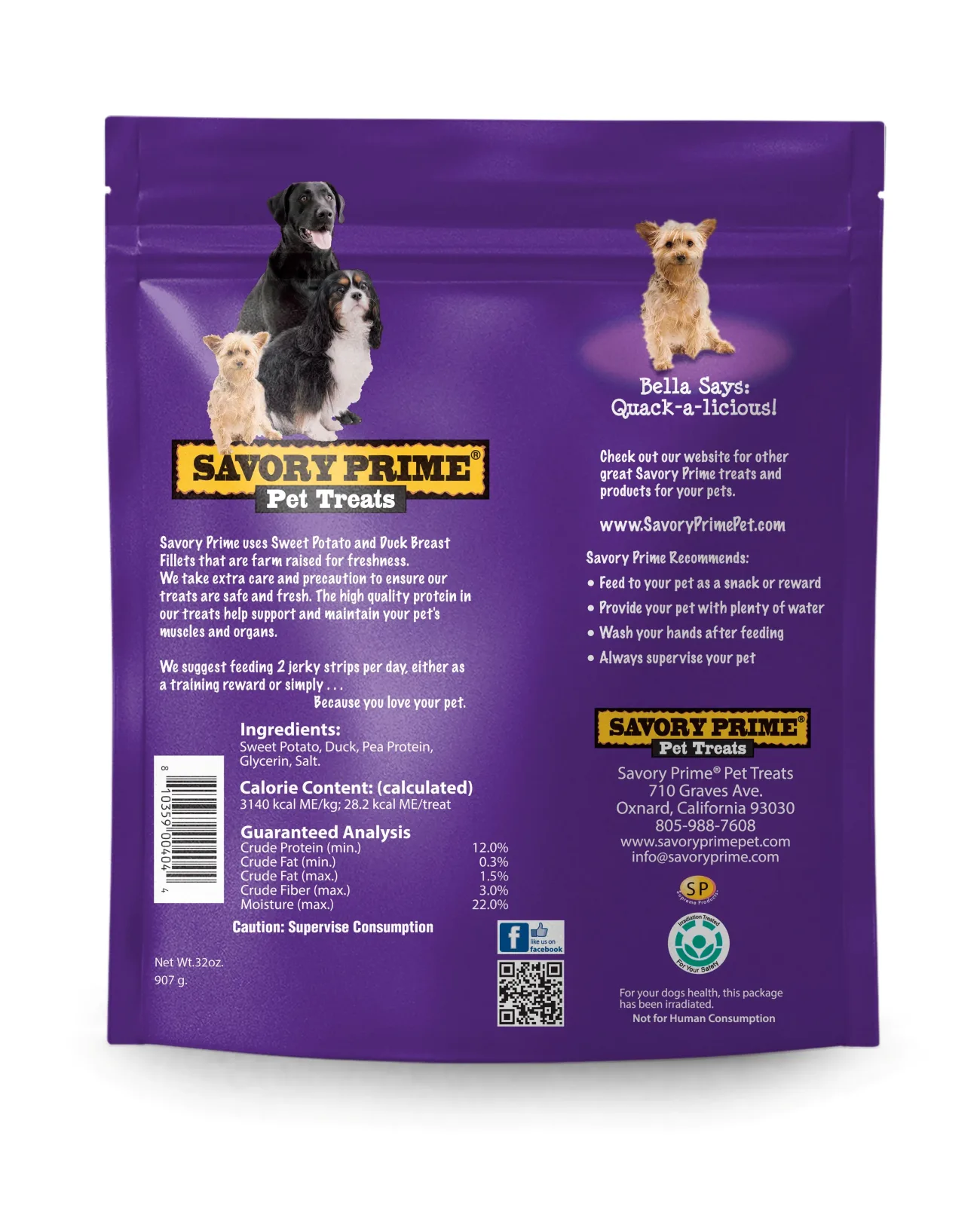 Savory Prime Sweet Potato & Duck Jerky 32 oz. Dog Treats - Image 2