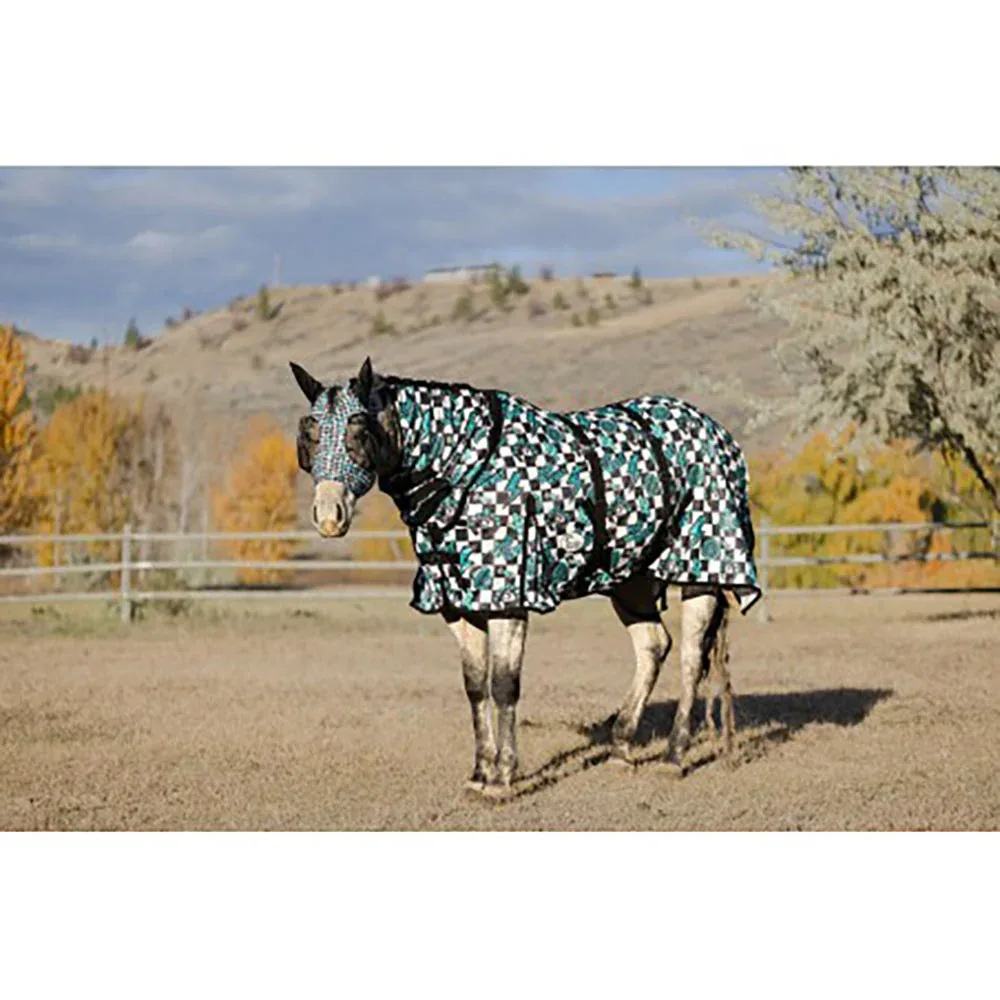 Schulz Equine Turquoise Glass Fly Sheet with Attached Neck and Belly Band - Image 2