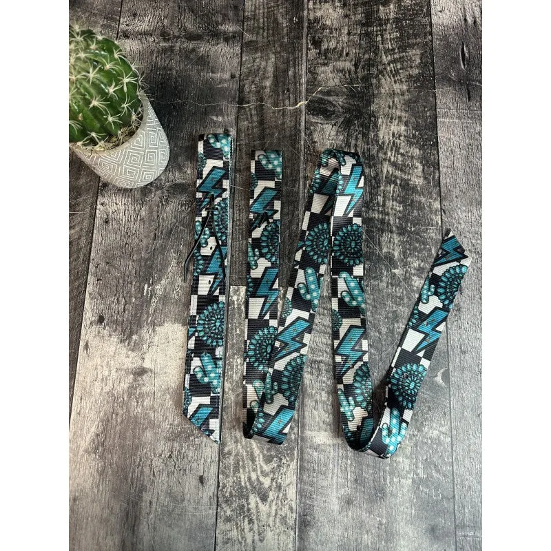 Schulz Equine Turquoise Glass Nylon Off Billet and Latigo Strap Set - Image 2