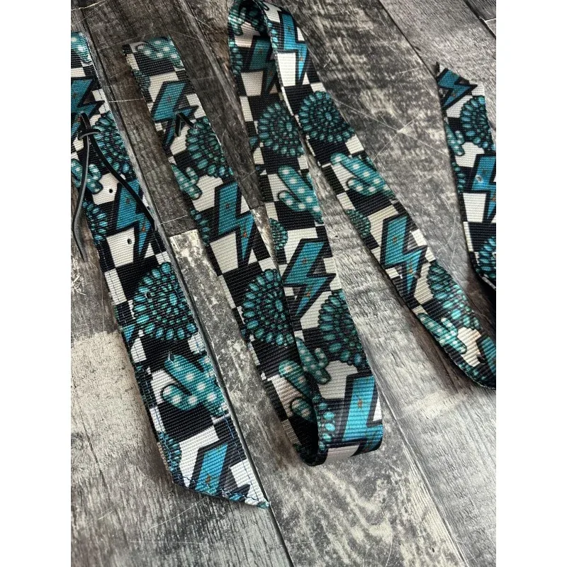 Schulz Equine Turquoise Glass Nylon Off Billet and Latigo Strap Set