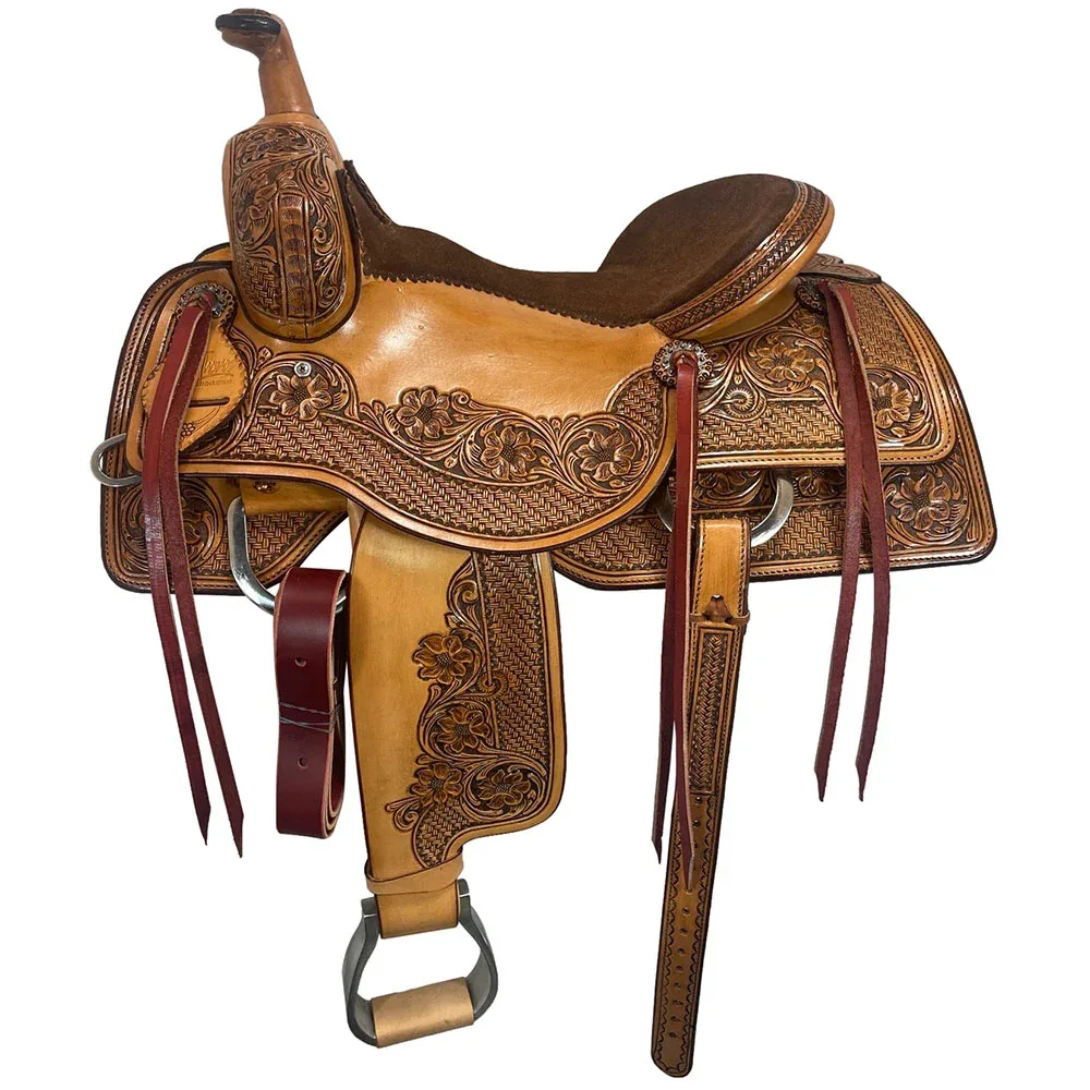 Scott Thomas Custom Saddles 15.5in Natural Antique Combo Tooled Ranch Cutter Saddle