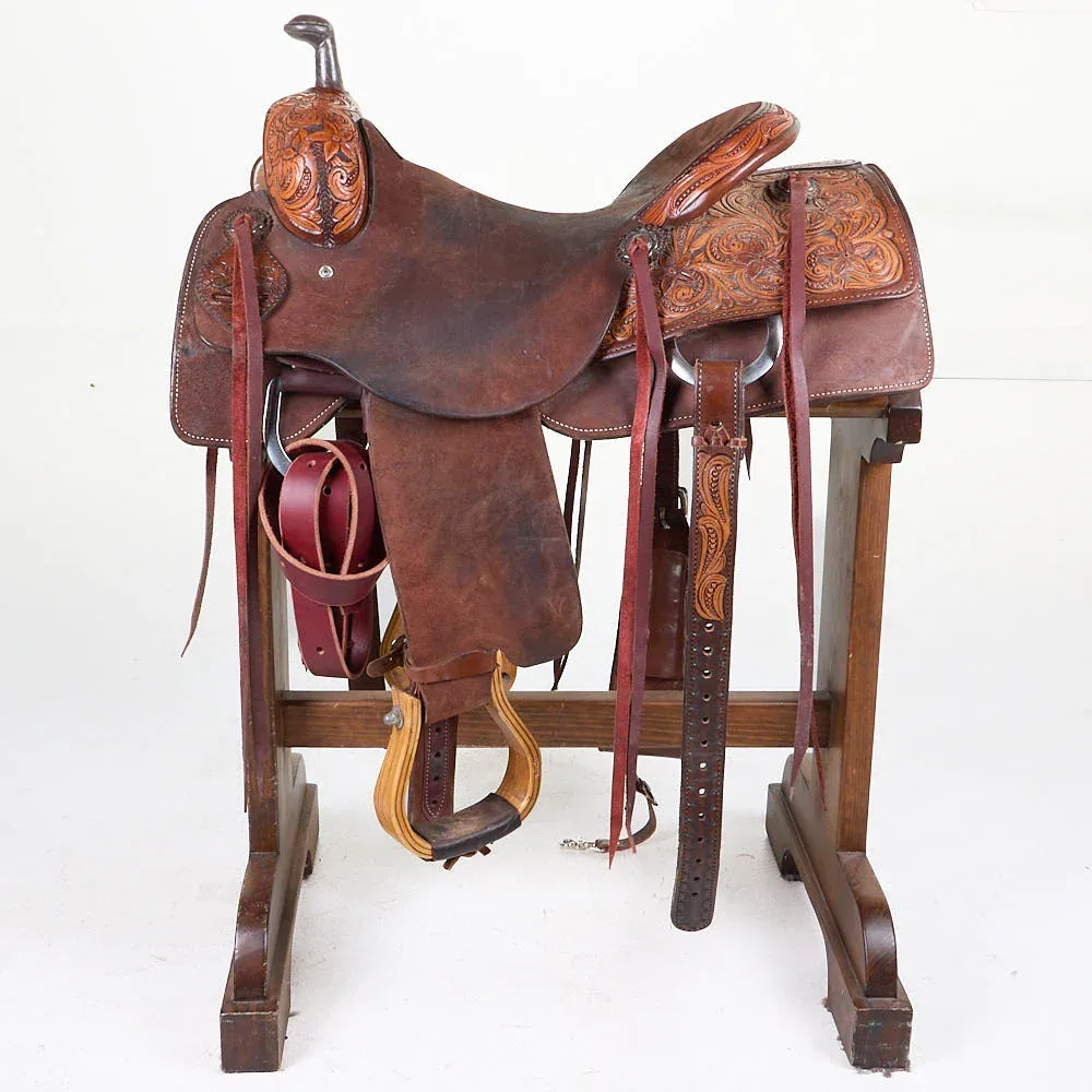 Scott Thomas Used 16in 1/4 Breed Floral Scott Thomas Cowhorse Saddle - Image 2