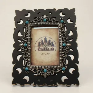 Scroll Stone Picture Frame 4 x 6 Bk/Wh
