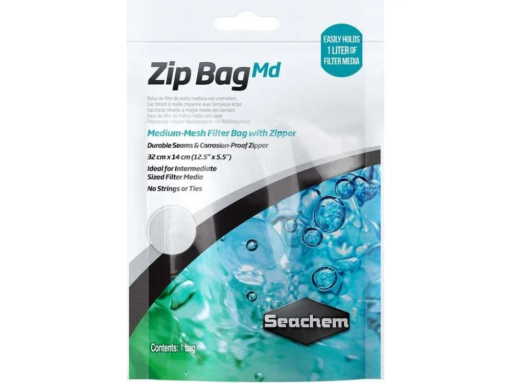 Seachem Laboratories Mesh Filter Bag with Zipper MD mesh, White, 1ea/12.5In X 5.5 in