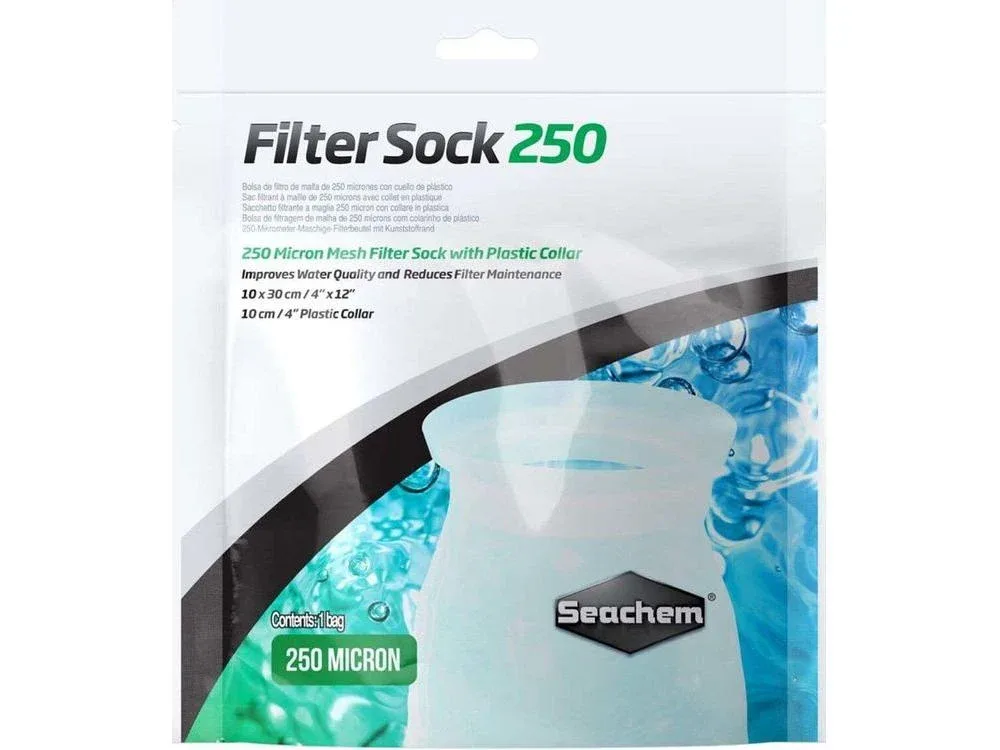 Seachem Laboratories Mesh Filter Sock with Plastic Collar White 1ea/4 In X 12 in, Small