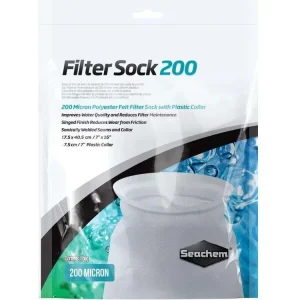 Seachem Laboratories Welded Filter Sock with Plastic Collar White 1ea/7 In X 16 in, Large (200 micron)
