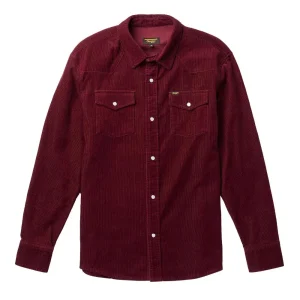 Seager Inc Mens Reagen Red Corduroy Long Sleeve Pearl Snap Shirt