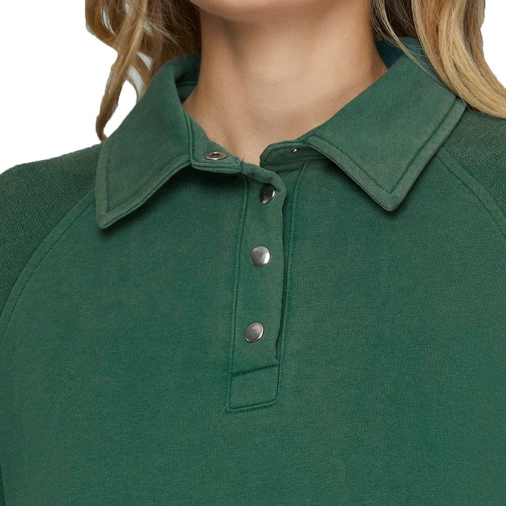 She & Sky Women's Green Snap Collard Sweatshirt - Image 2