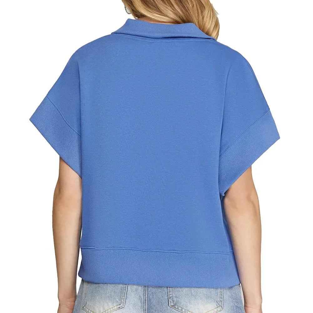 She & Sky Women's Periwinkle Half Zip Sweatshirt - Image 2