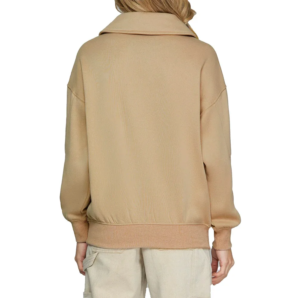 She & Sky Women's Taupe Collard Sweatshirt - Image 2