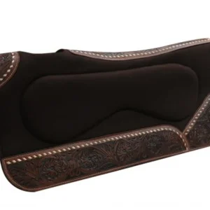 Showman® 31" x 32" Brown Built-Up Felt Saddle Pad with Floral-Tooled Design