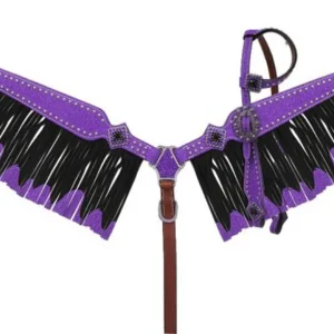 Showman® Glitter Overlay Leather Headstall, Reins & Breast Collar Set