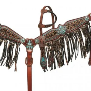 Showman® Pony Bejeweled Metallic Leopard Print Headstall & Breast Collar Set