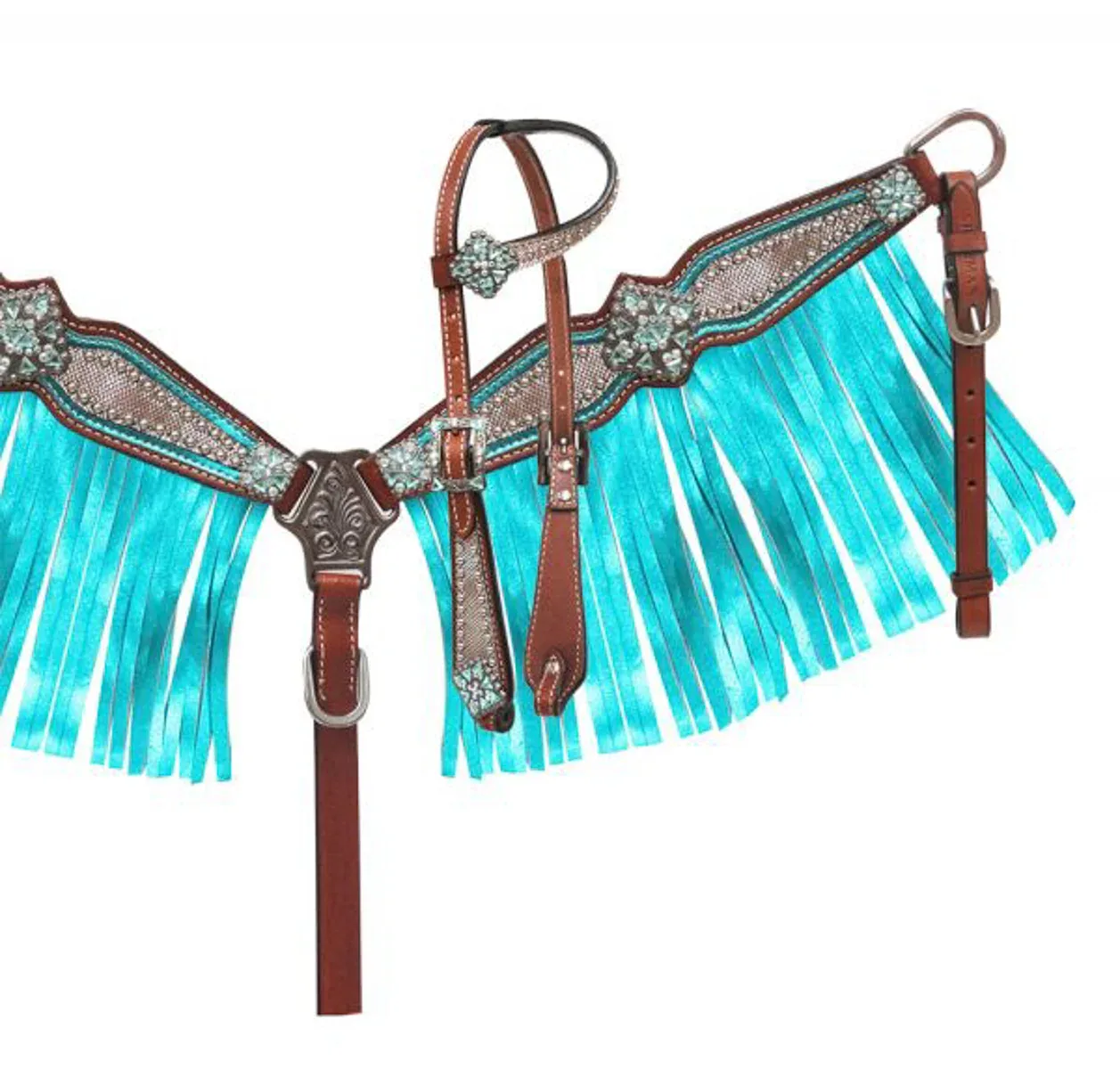 Showman® Pony Snake Print Headstall & Fringed Breast Collar Set - Image 2